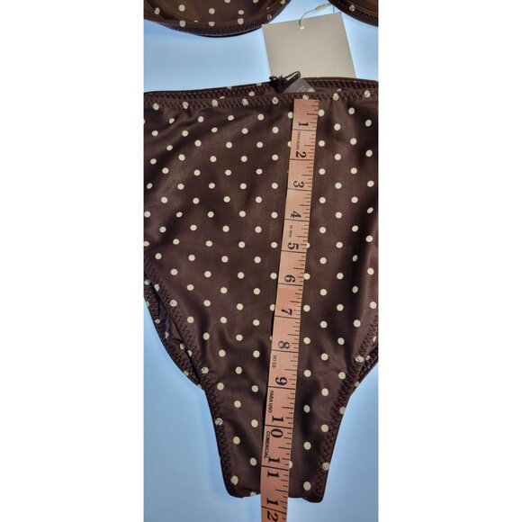 SAME NWT Los Angeles Brown Polka Dot Bikini Set - Picture 4 of 13